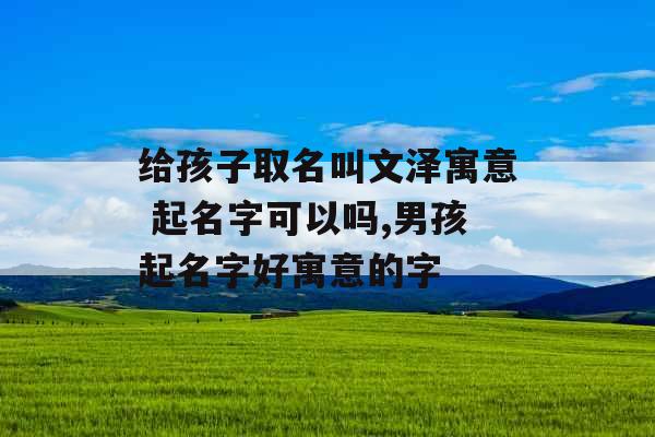 给孩子取名叫文泽寓意 起名字可以吗,男孩起名字好寓意的字
