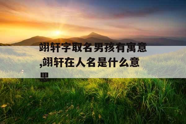 翊轩字取名男孩有寓意,翊轩在人名是什么意思