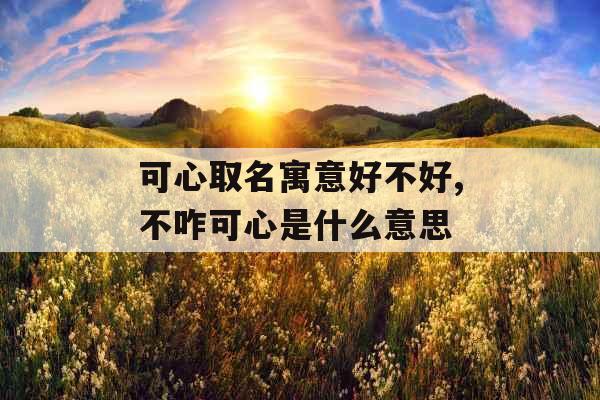 可心取名寓意好不好,不咋可心是什么意思