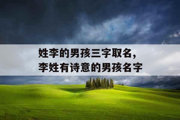 姓李的男孩三字取名,李姓有诗意的男孩名字