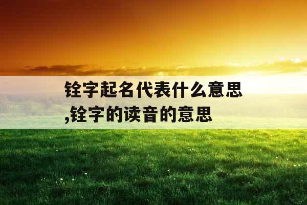 铨字起名代表什么意思,铨字的读音的意思