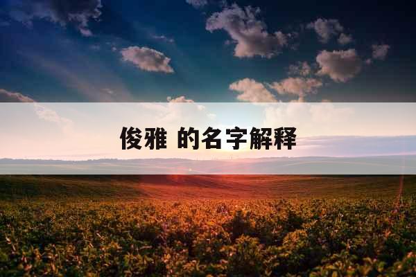 俊雅 的名字解释