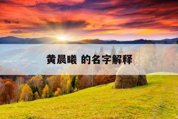 黄晨曦 的名字解释
