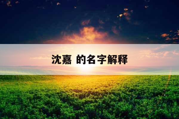 沈嘉 的名字解释