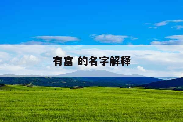 有富 的名字解释