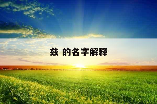 兹 的名字解释 兹 的名字解释