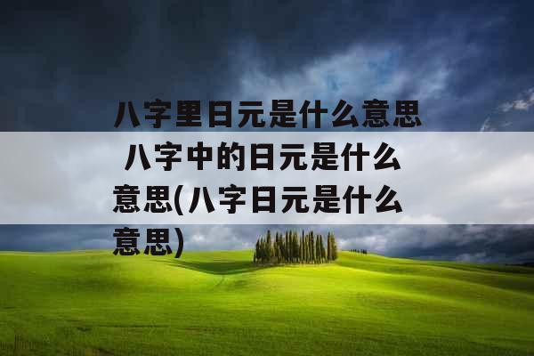八字里日元是什么意思 八字中的日元是什么意思(八字日元是什么意思)