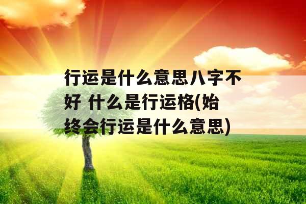 行运是什么意思八字不好 什么是行运格(始终会行运是什么意思)