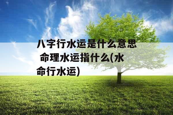 八字行水运是什么意思 命理水运指什么(水命行水运)