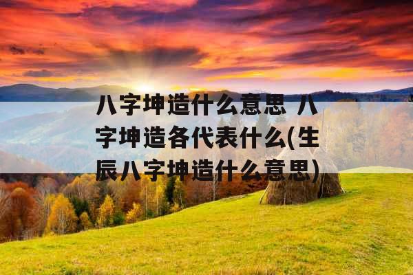 八字坤造什么意思 八字坤造各代表什么(生辰八字坤造什么意思)