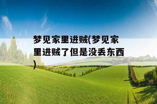 梦见家里进贼(梦见家里进贼了但是没丢东西) 梦见家里进贼(梦见家里进贼了但是没丢东西)