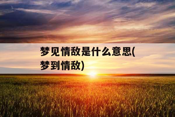 梦见情敌是什么意思(梦到情敌) 梦见情敌是什么意思(梦到情敌)