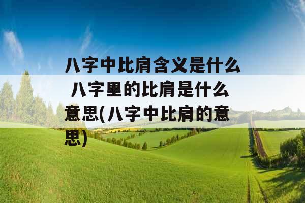 八字中比肩含义是什么 八字里的比肩是什么意思(八字中比肩的意思)