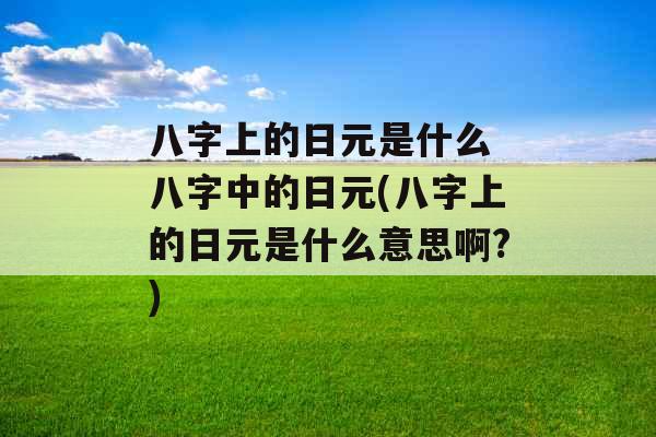 八字上的日元是什么 八字中的日元(八字上的日元是什么意思啊?)