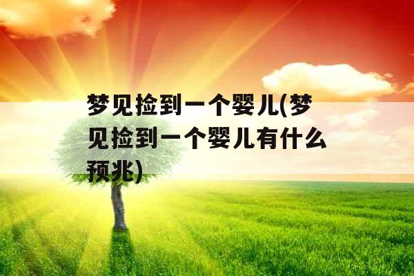 梦见捡到一个婴儿(梦见捡到一个婴儿有什么预兆) 梦见捡到一个婴儿(梦见捡到一个婴儿有什么预兆)