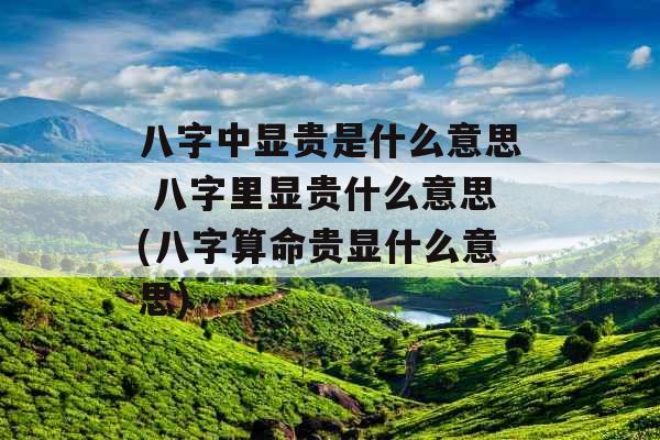 八字中显贵是什么意思 八字里显贵什么意思(八字算命贵显什么意思) 八字中显贵是什么意思 八字里显贵什么意思(八字算命贵显什么意思)