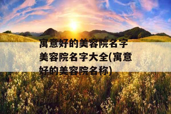 寓意好的美容院名字 美容院名字大全(寓意好的美容院名称)