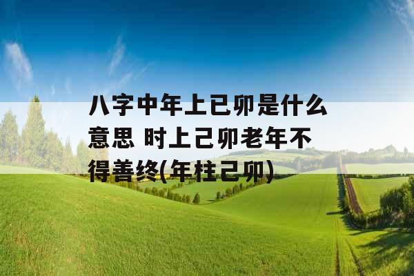 八字中年上已卯是什么意思 时上己卯老年不得善终(年柱己卯)