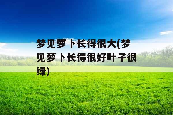 梦见萝卜长得很大(梦见萝卜长得很好叶子很绿)