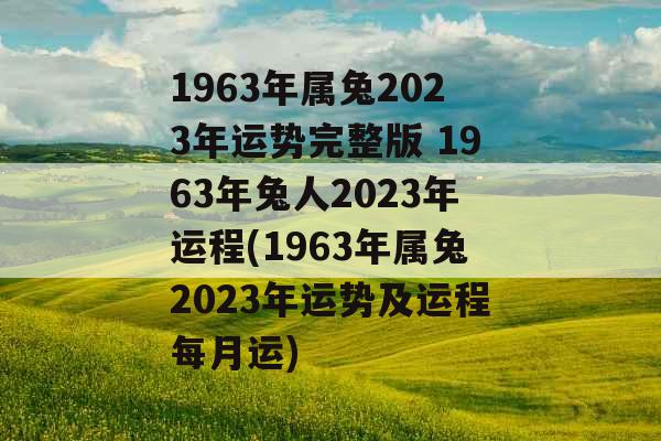 1963年属兔2023年运势完整版 1963年兔人2023年运程(1963年属兔2023年运势及运程每月运)