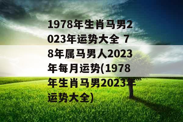 1978年生肖马男2023年运势大全 78年属马男人2023年每月运势(1978年生肖马男2023年运势大全)