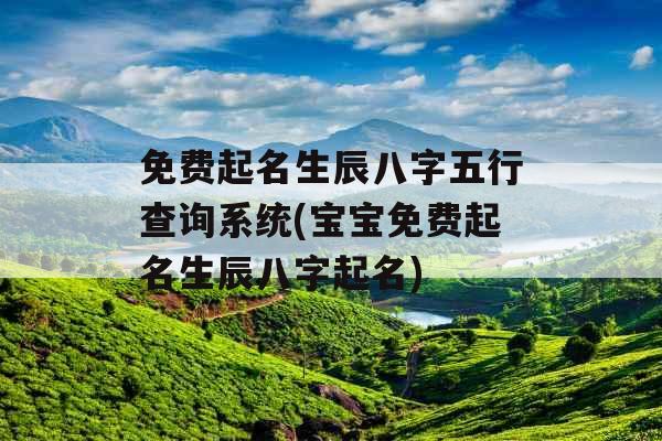 免费起名生辰八字五行查询系统(宝宝免费起名生辰八字起名)
