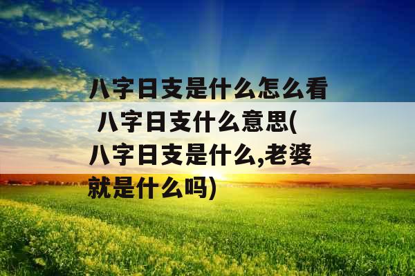 八字日支是什么怎么看 八字日支什么意思(八字日支是什么,老婆就是什么吗)