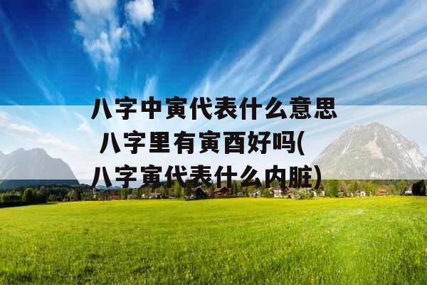 八字中寅代表什么意思 八字里有寅酉好吗(八字寅代表什么内脏)