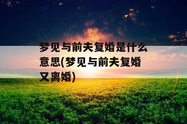 梦见与前夫复婚是什么意思(梦见与前夫复婚又离婚)