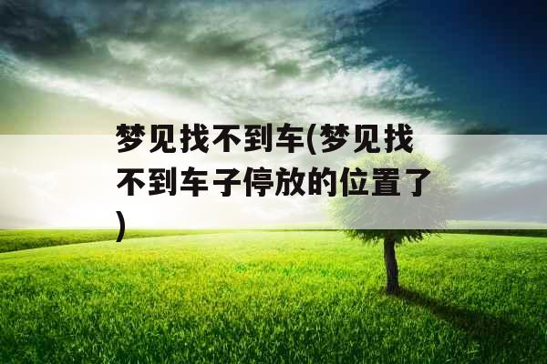 梦见找不到车(梦见找不到车子停放的位置了)
