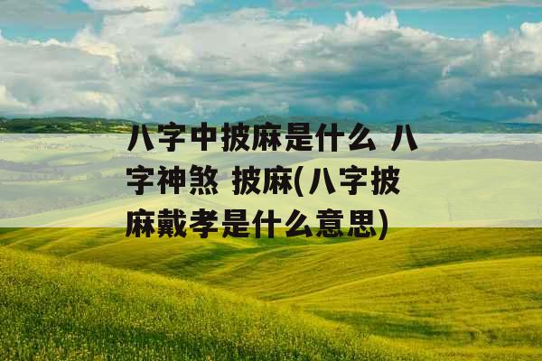 八字中披麻是什么 八字神煞 披麻(八字披麻戴孝是什么意思)