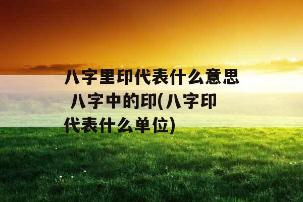 八字里印代表什么意思 八字中的印(八字印代表什么单位)