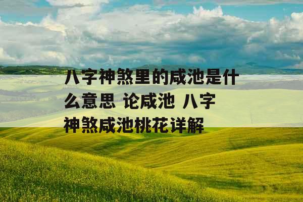 八字神煞里的咸池是什么意思 论咸池 八字神煞咸池桃花详解