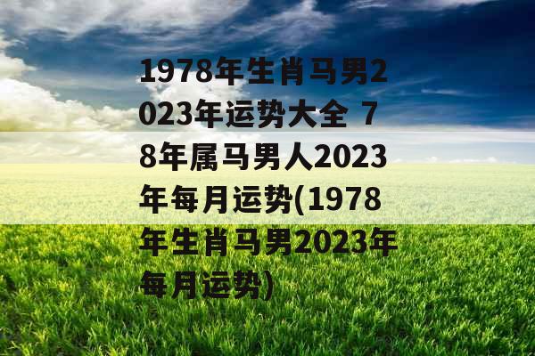 1978年生肖马男2023年运势大全 78年属马男人2023年每月运势(1978年生肖马男2023年每月运势)