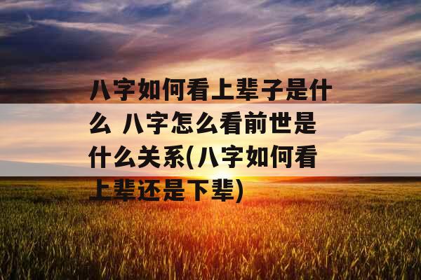 八字如何看上辈子是什么 八字怎么看前世是什么关系(八字如何看上辈还是下辈)