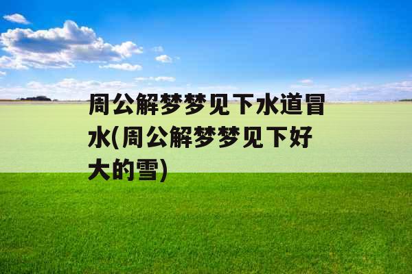 周公解梦梦见下水道冒水(周公解梦梦见下好大的雪)
