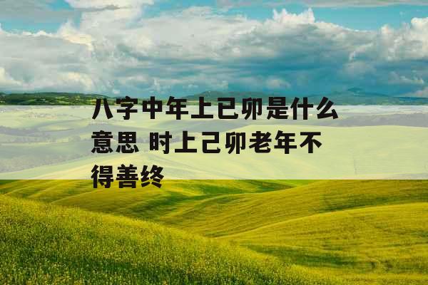 八字中年上已卯是什么意思 时上己卯老年不得善终