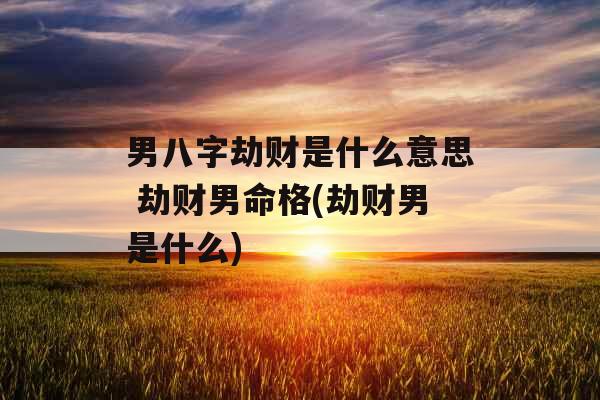 男八字劫财是什么意思 劫财男命格(劫财男是什么)