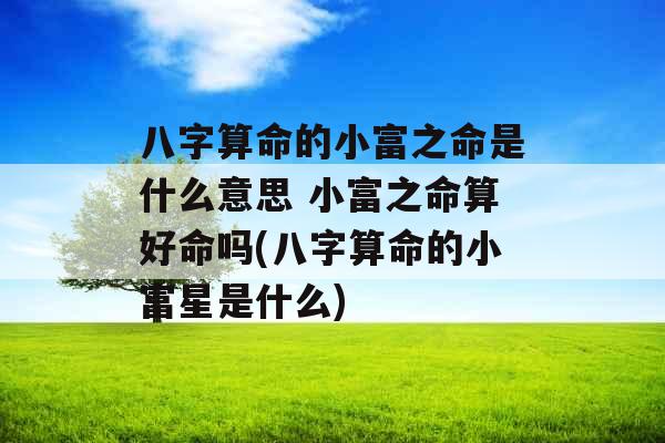 八字算命的小富之命是什么意思 小富之命算好命吗(八字算命的小富星是什么)