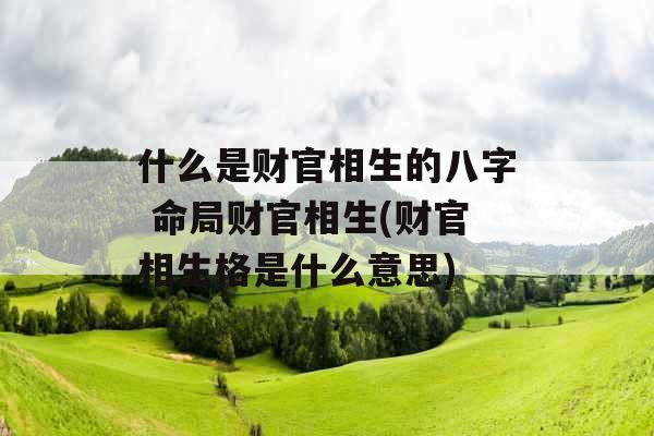 什么是财官相生的八字 命局财官相生(财官相生格是什么意思)