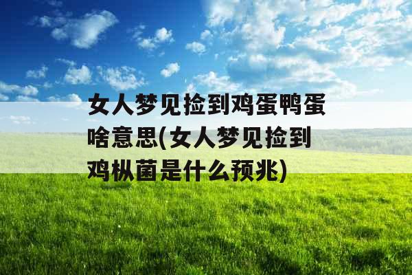 女人梦见捡到鸡蛋鸭蛋啥意思(女人梦见捡到鸡枞菌是什么预兆)
