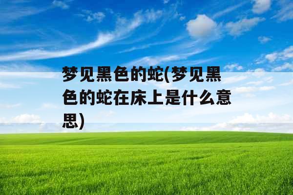 梦见黑色的蛇(梦见黑色的蛇在床上是什么意思)