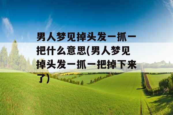 男人梦见掉头发一抓一把什么意思(男人梦见掉头发一抓一把掉下来了) 男人梦见掉头发一抓一把什么意思(男人梦见掉头发一抓一把掉下来了)