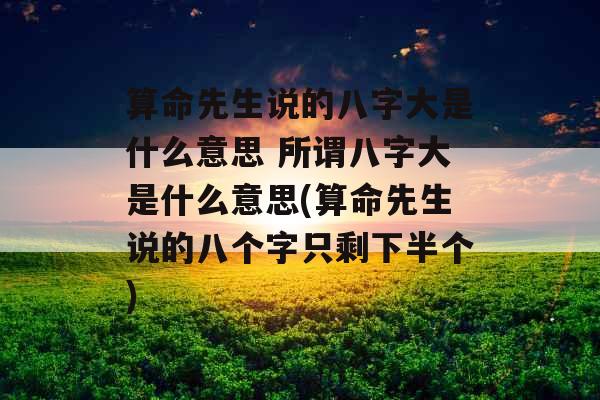 算命先生说的八字大是什么意思 所谓八字大是什么意思(算命先生说的八个字只剩下半个)