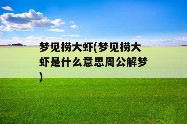 梦见捞大虾(梦见捞大虾是什么意思周公解梦)