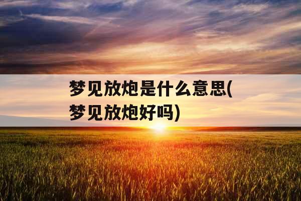 梦见放炮是什么意思(梦见放炮好吗)