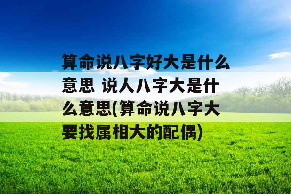 算命说八字好大是什么意思 说人八字大是什么意思(算命说八字大要找属相大的配偶)