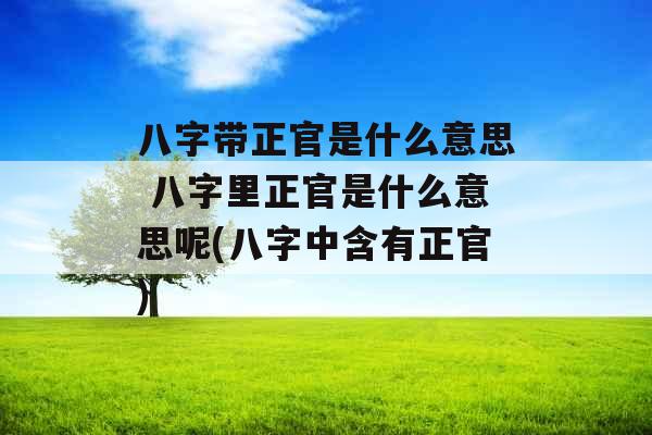 八字带正官是什么意思 八字里正官是什么意思呢(八字中含有正官)