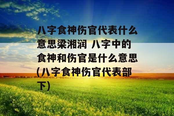 八字食神伤官代表什么意思梁湘润 八字中的食神和伤官是什么意思(八字食神伤官代表部下)