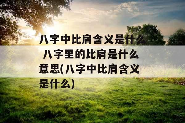 八字中比肩含义是什么 八字里的比肩是什么意思(八字中比肩含义是什么)
